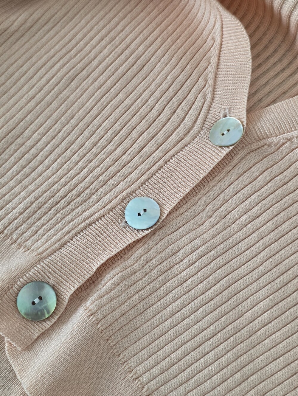 LPA Jersey Adina Cardigan, Medium, Cropped, Baby Pink, V-neck, Ribbed Cardigan - Picture 6 of 7